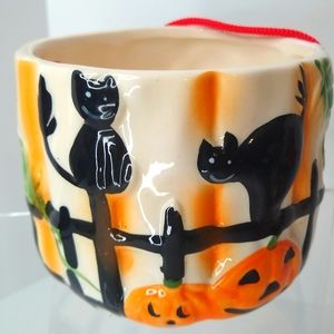 Halloween Royal Norfolk Ceramic Harvest Fall Themed Planter String Handle